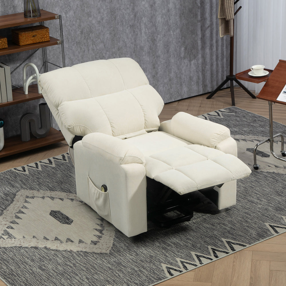 HOMCOM Lift Chair for Seniors, Microfiber Upholstered Power Recliner Chair with Remote, Quick Assembly, Cream White |