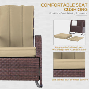 Outdoor rocking chair in PE rattan with cushion and footrest
