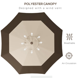 9 x 9 ft Outdoor Patio Umbrella Tilting with Crank, Dark Brown