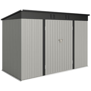 Galvanized steel garden shed with lockable doors
