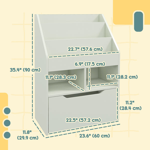 Bookcase with storage drawer for books, green 