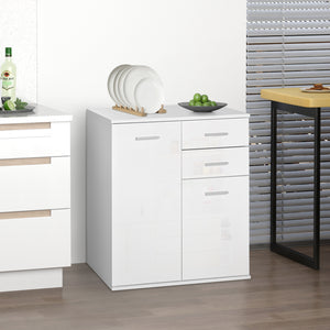 High gloss lacquered sideboard with 2 drawers and 2 doors, adjustable shelf, white