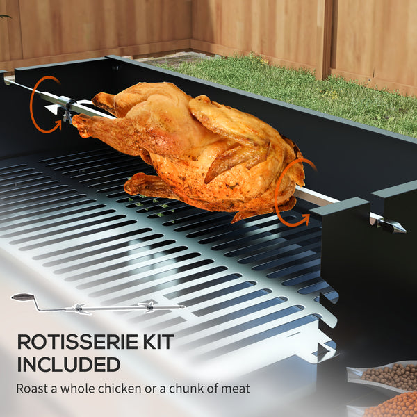 Charcoal barbecue, 3-tier cooking grate, storage shelves