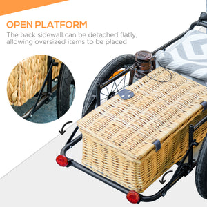 Steel bicycle trailer with foldable storage box and safety reflectors