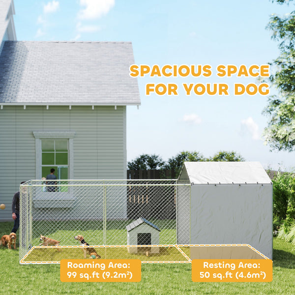 Galvanized steel kennel with waterproof cover