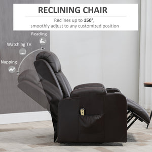 Electric lift chair in synthetic leather with footrest, brown