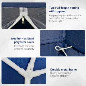 10 x 10 party tent with mosquito net, blue