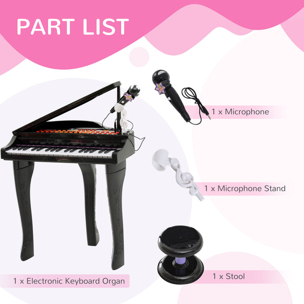 37 Keys Mini Musical Electronic Piano with Mic, Black
