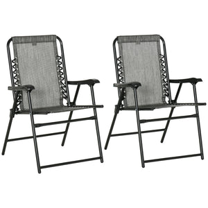 Set of 2 grey folding outdoor chairs