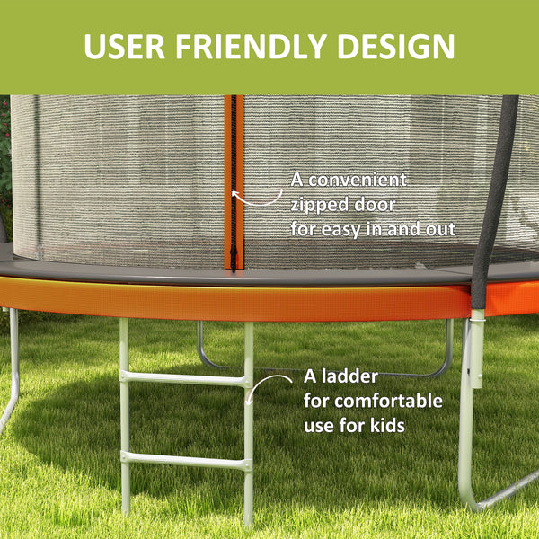 8ft Trampoline with Enclosure Net and Ladder, Orange