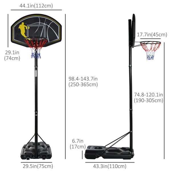 6.5-10ft Adjustable Portable Basketball Hoop