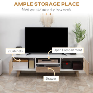Modern TV stand for screens up to 72 inches with push-open drawer