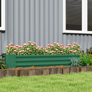 Reinforced galvanized raised planter with open bottom, green 