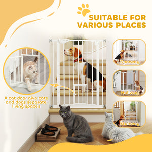 36" Easy Open Indoor Dog Gates for Doorways, House, Stair - White