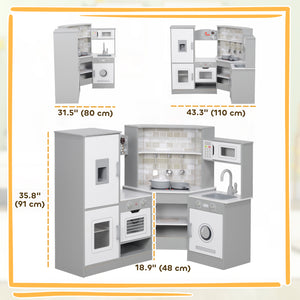 Corner kitchen with lights and sounds, gray and white