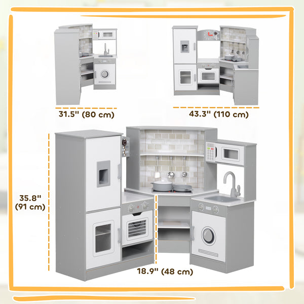 Corner kitchen with lights and sounds, gray and white