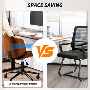 Modern office chair without armrests with faux leather upholstery