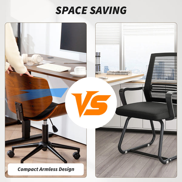 Modern office chair without armrests with faux leather upholstery