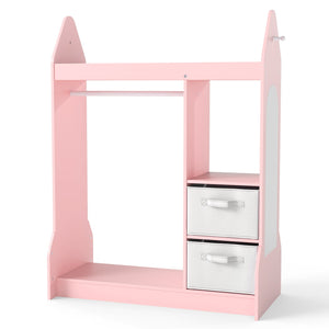 Children's Dresser Wardrobe with Clothes Rail - Pink