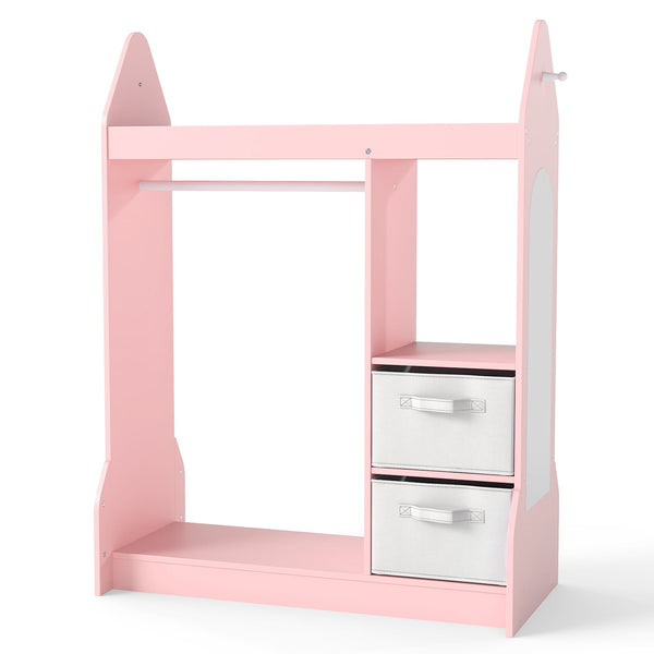 Children's Dresser Wardrobe with Clothes Rail - Pink