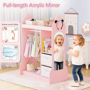 Children's Dresser Wardrobe with Clothes Rail - Pink