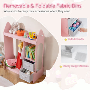 Children's Dresser Wardrobe with Clothes Rail - Pink