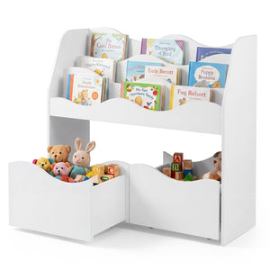 Storage organizer with 2 rolling drawers for kids' room - White