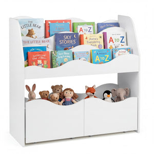 Storage organizer with 2 rolling drawers for kids' room - White