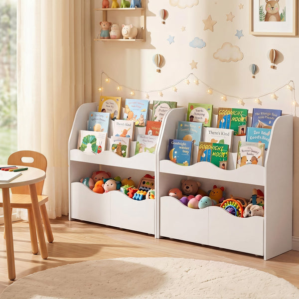 Storage organizer with 2 rolling drawers for kids' room - White