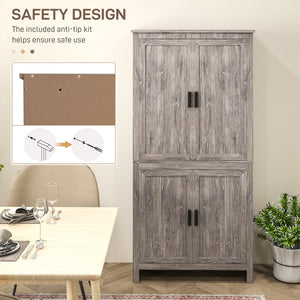 Storage unit with 4 doors and 3 adjustable shelves, anthracite gray