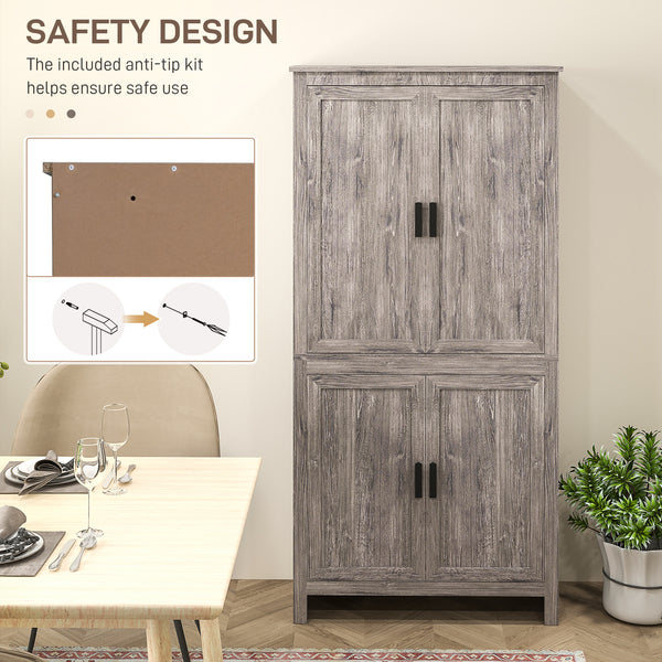 Storage unit with 4 doors and 3 adjustable shelves, anthracite gray