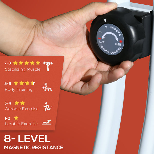 Foldable and quiet exercise bike with 8-level magnetic resistance, red