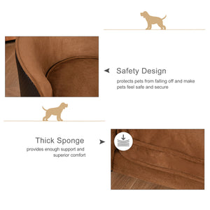 Raised dog sofa with removable and washable cushion