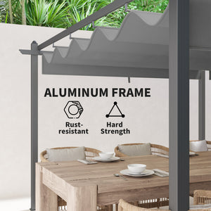 19.6 ft x 11.7 ft Retractable Aluminum Pergola for BBQ, Patio, Garden, Terrace