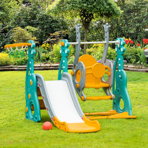 4-in-1 Slide and Swing Set for Kids