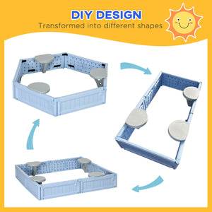 Sandpit with canopy and fabric cover, blue-grey