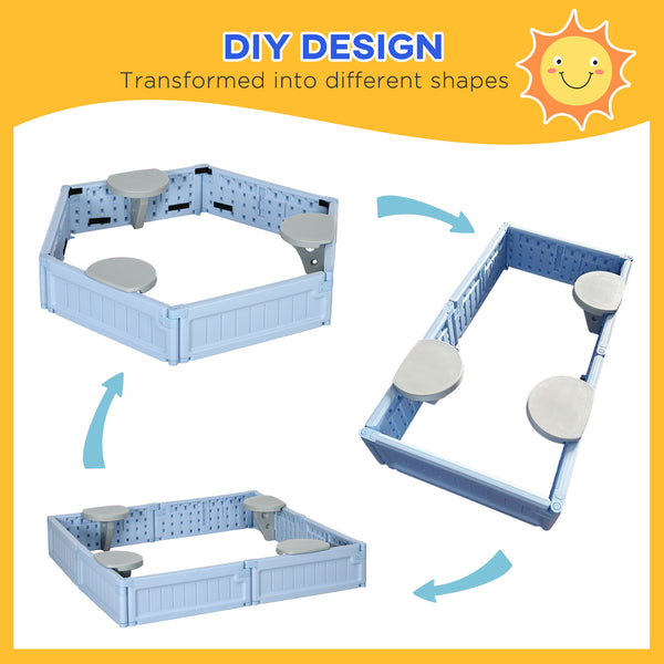 Sandpit with canopy and fabric cover, blue-grey