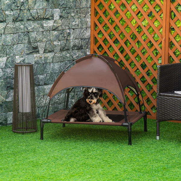 Cooling Elevated Dog Bed with Canopy, Coffee