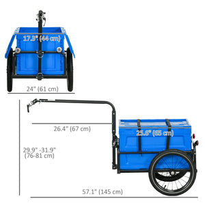 Steel bicycle trailer with foldable storage box and safety reflectors