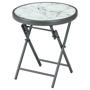 Round folding outdoor side table, white