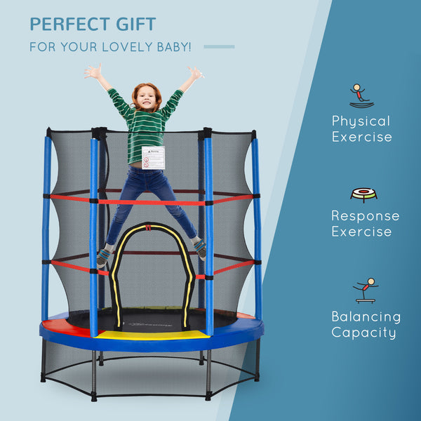 4.6-foot trampoline with safety net, multicoloured