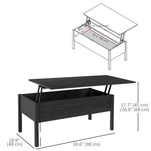 Modern coffee table with lift-top and hidden storage compartment, black