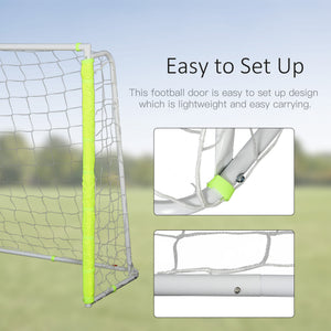 Soozier 6ft x 4ft Soccer Goal Net with Metal Frame, PE Mesh, Ground Stakes, Easy Assembly, Yellow