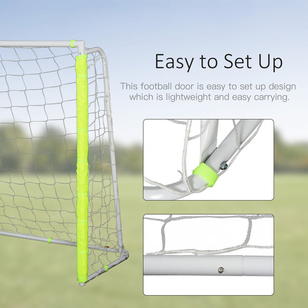 Soozier 6ft x 4ft Soccer Goal Net with Metal Frame, PE Mesh, Ground Stakes, Easy Assembly, Yellow