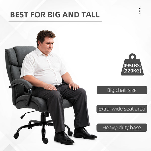 High-capacity office chair with wide seat, pocket springs, and rocking function – Charcoal grey