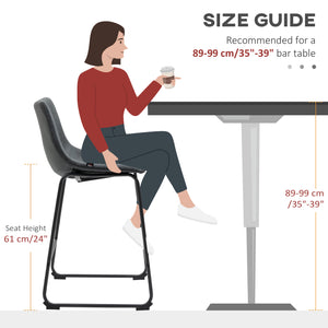 Set of 2 vintage-style bar stools in faux leather, black