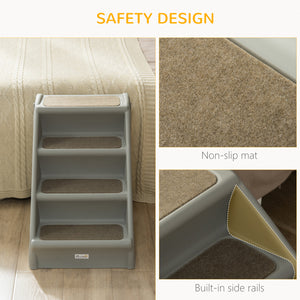 Portable stairs for dogs and cats, foldable and lightweight, grey.