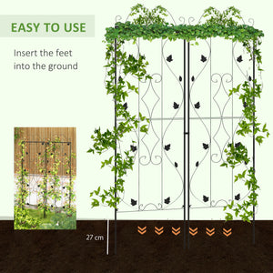 Set of 2 metal trellises for climbing plants