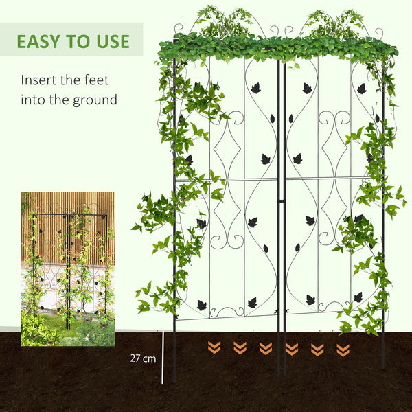 Set of 2 metal trellises for climbing plants
