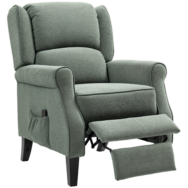 Vibration Massage Recliner Chair with Extendable Footrest, Remote Control, Dark Green